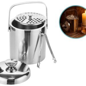 Hi IJsemmer met Deksel en Tang - RVS Dubbelwandig - 20 cm