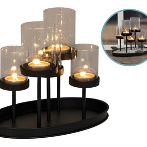 Kandelaar voor 5 kaarsen 25 x 15 x 20 cm - zwart