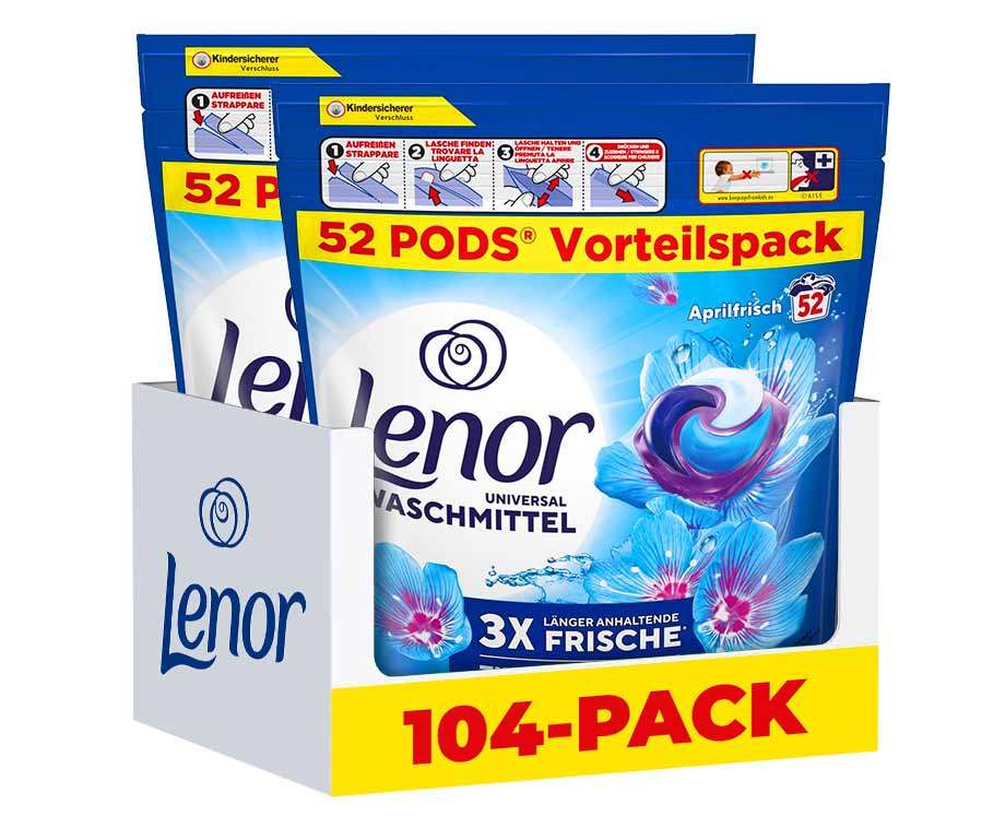 104-PACK Lenor All-in-1 Pods Aprilfris Voor Witte Was