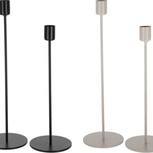 JENS Living Kandelaar finn - Set van 2 - Metaal - Zwart, Grijs