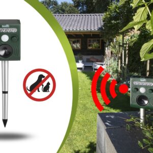 909 Outdoor Ultrasone Honden-, Katten- en Muizenverjager - Zonne-energie - Groen