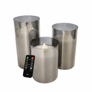 Set van 3 FlinQ Smoked Glass LED Kaarsen