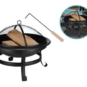 Hi Vuurschaal Vuurkorf Ø56 x 48 cm - Met Vonkenbescherming - Zwart
