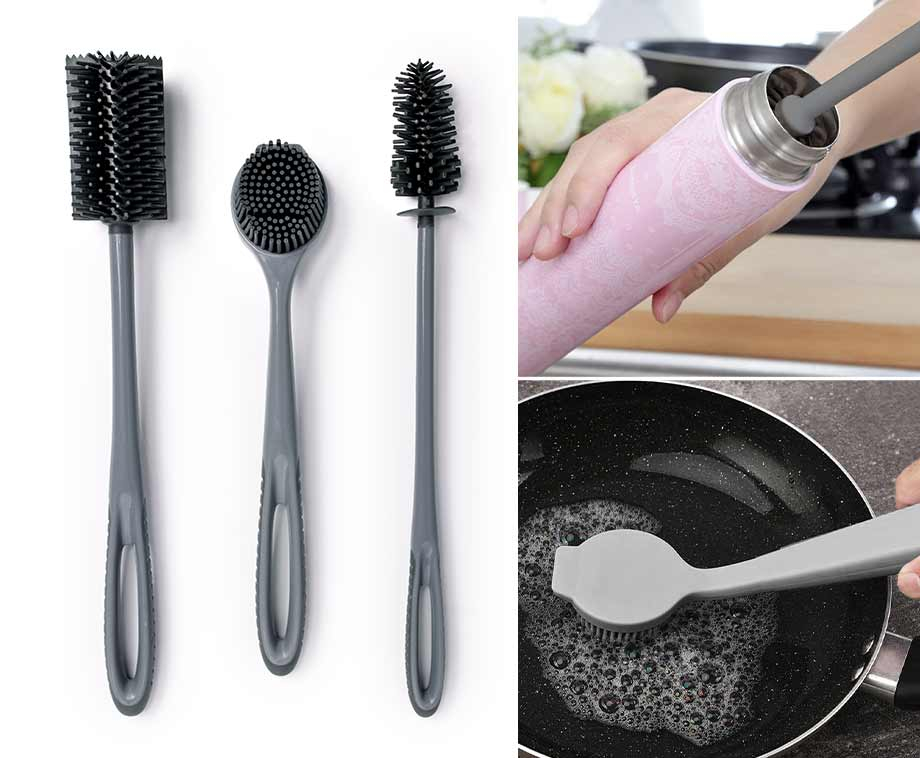 3-Delige Set Siliconen Afwasborstels