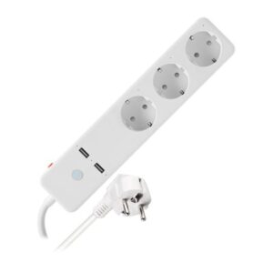 Qnect Wifi Stekkerdoos - 3-Voudig - 2x USB - 1,5 m Snoer - Wit