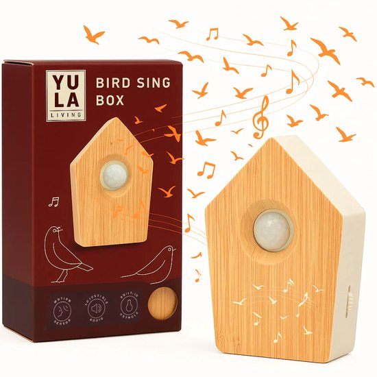 YULA Living Geluidbox met Vogelgeluiden - Met Sensor - Houtlook