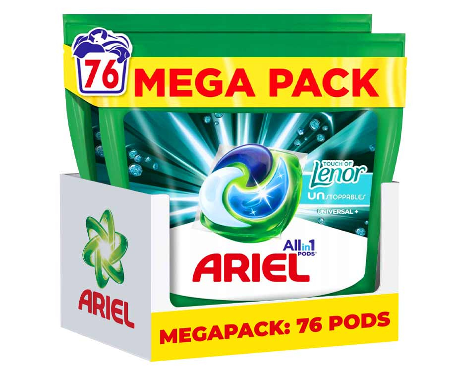 76-PACK Ariel All-in-1 Pods Touch Of Unstoppables