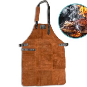 Leren BBQ Schort Suède Lichtbruin 81 x 56 cm