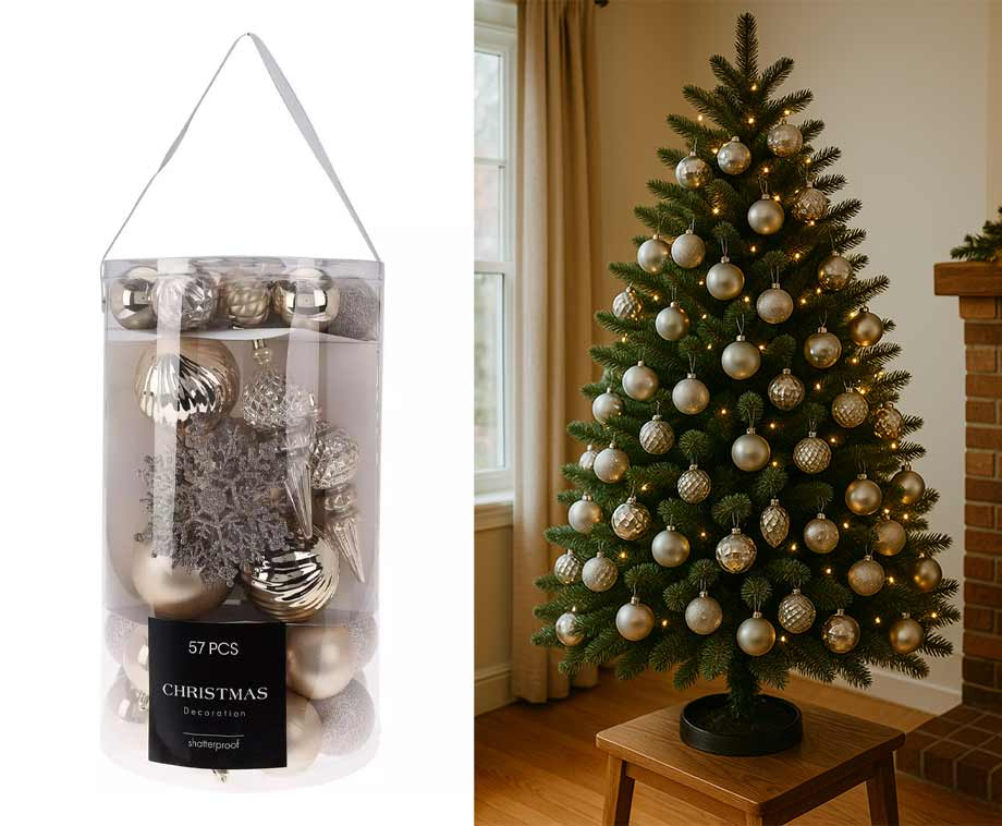 57-Delige Set Kerstballen Creme