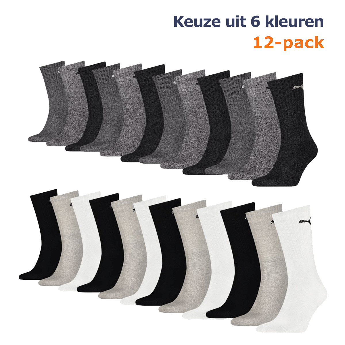 Puma Sportsokken wit 12-pack-43-46