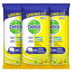 3 x 110 Dettol Reinigingsdoekjes Power En Fresh Citrus