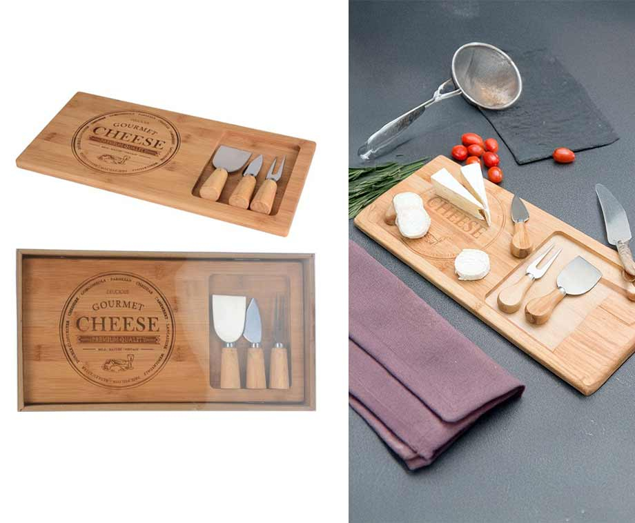 Bamboe Kaasplank Met 3 Messen