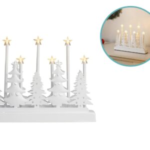 Kerstdecoratie witte bomen met sterren vintage wit met 7 LED's