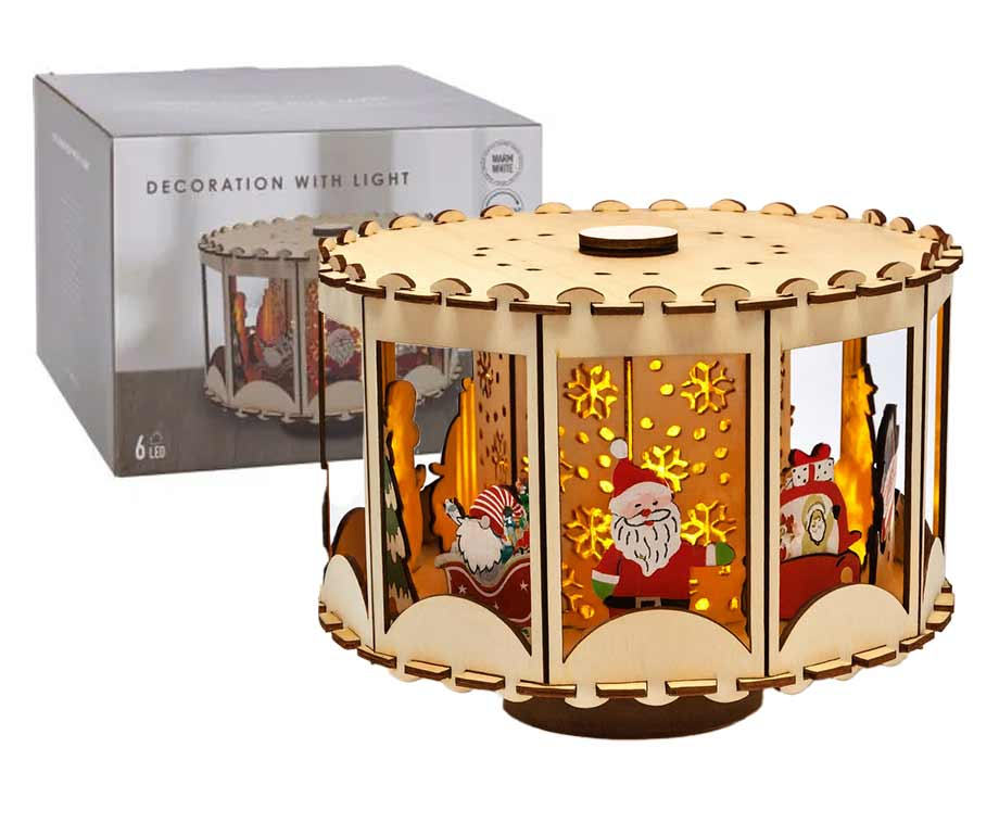 Houten Kerstcarrousel Met LED Licht