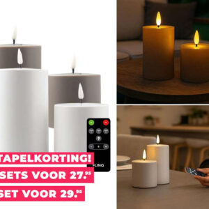 Set Van 2 Oplaadbare LED Kaarsen Voor Binnen En Buiten