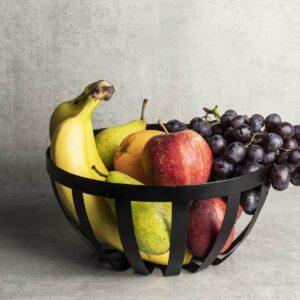 Gusta Fruitschaal - Zwart - Metaal - Industrieel - Opbergmand - ø25cm