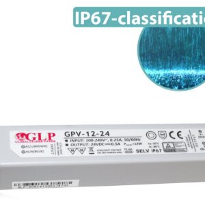 GLP 24 volt 12 watt 0,50 ampère LED voeding waterdicht