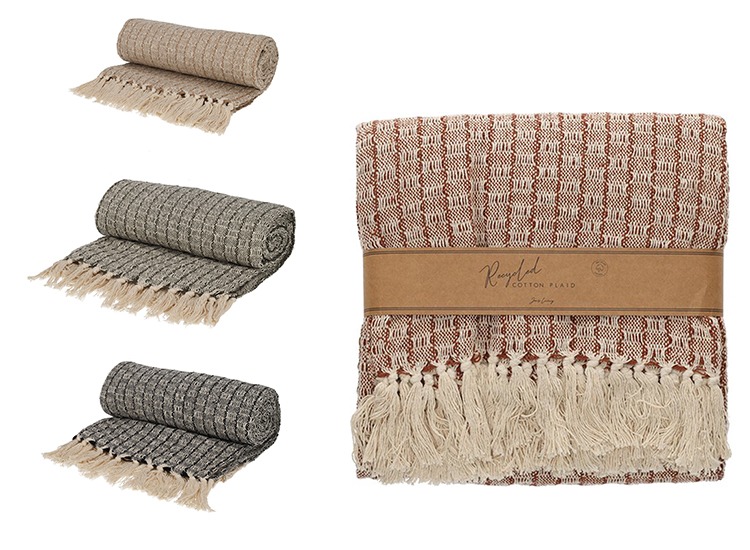 JENS Living Recycled Cotton Plaid Senn - Duurzaam katoen - 130x180 cm