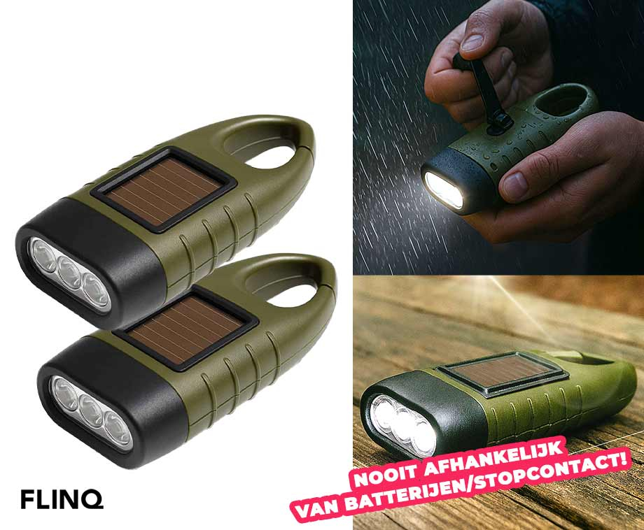 Survival Zaklamp Met Zwengel En Solar