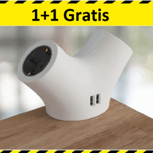 Stekkerdoos Met 2 USB Poorten en 2 Stopcontacten - Randaarde - 1+1 Gratis