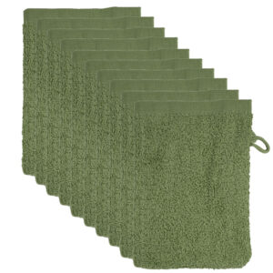 The One Washandjes Olive Green - 10 stuks