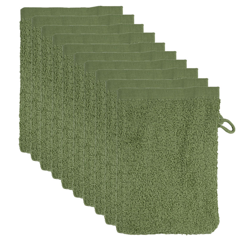 The One Washandjes Olive Green - 10 stuks