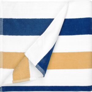 The One Towelling Strandhanddoek 90 x 190 cm Stripe Navy / Gold