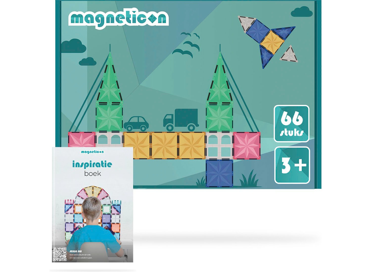 Magnetisch Speelgoed Bouwstenen Pastel 66 Stuks - Montessori & STEM - 3+ jaar