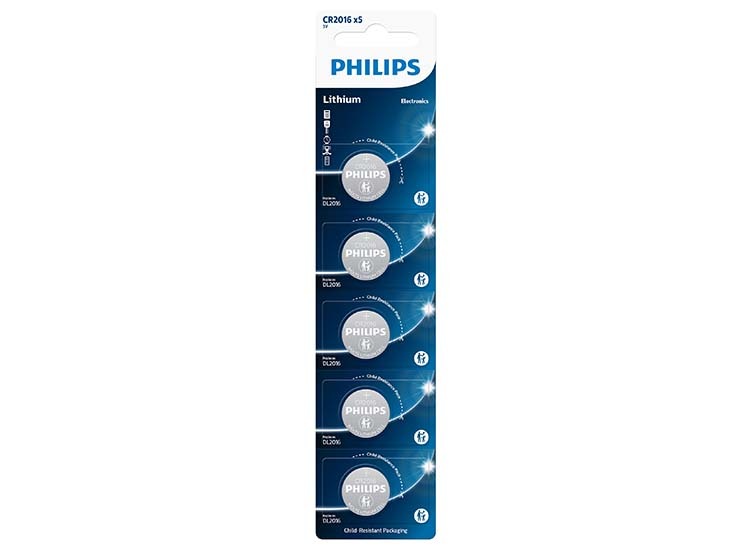 Philips CR2016 batterijen - 5 stuks