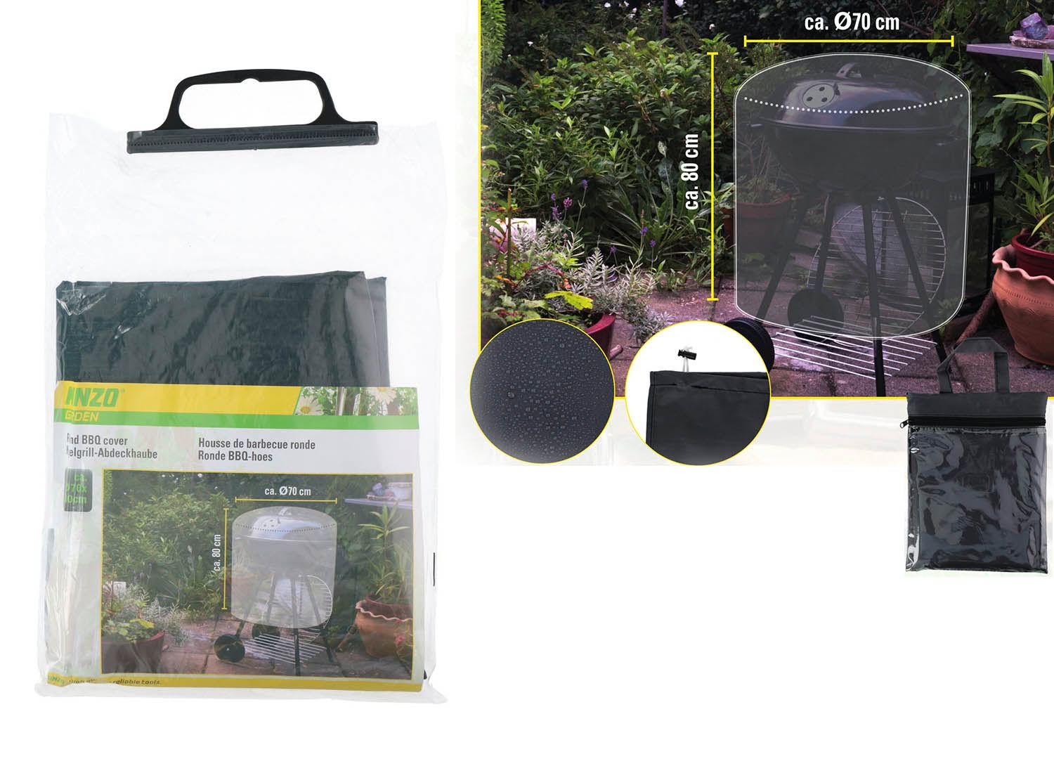 Kinzo BBQ Hoes - Beschermhoes voor Ronde Barbecues - 70 x 80 cm