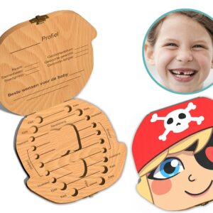 Tandendoosje met naam - Piraat meid - Hout