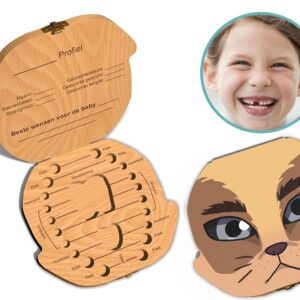 Tandendoosje met naam - Wolf - Hout