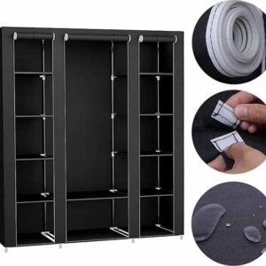 Lowander Garderobekast 'Bari' - Snel en Stijlvol Opbergen zonder Gereedschap - Zwart