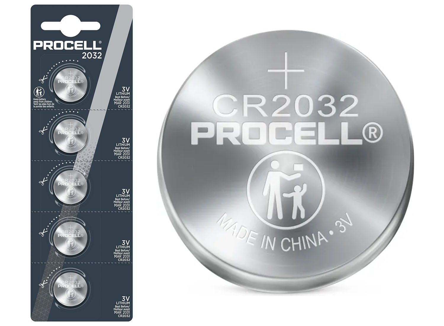 Procell Lithium Knoopcelbatterij CR2032 - 3V - 5 Stuks