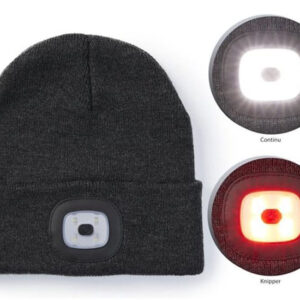 Technosmart Muts met LED Verlichting - Grijze Beanie - Unisex - One Size - Warme Hardloopmuts