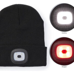 Technosmart Muts met LED Verlichting - Zwart Beanie - Unisex - One Size - Warme Hardloopmuts