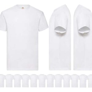 12 Witte Fruit of the Loom Heren T-shirts - Ronde hals