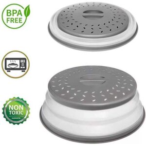 FEDEC Vergiet Deksel - Ø27CM - Inklapbaar - Magnetronbestendigd - Grijs