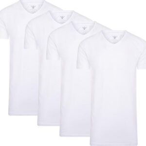 4-pack Cappuccino Witte T-Shirt V-hals - Extra Lange T-shirts