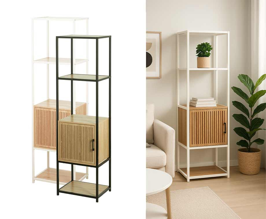 Wandkast Hout En Metaal