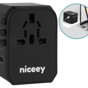 Niceey universele wereldstekker 2000W met 4x USB-A en 1x USB-C