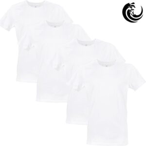 Vinnie-G Heren T-shirt Ronde hals Wit 4-pack-S