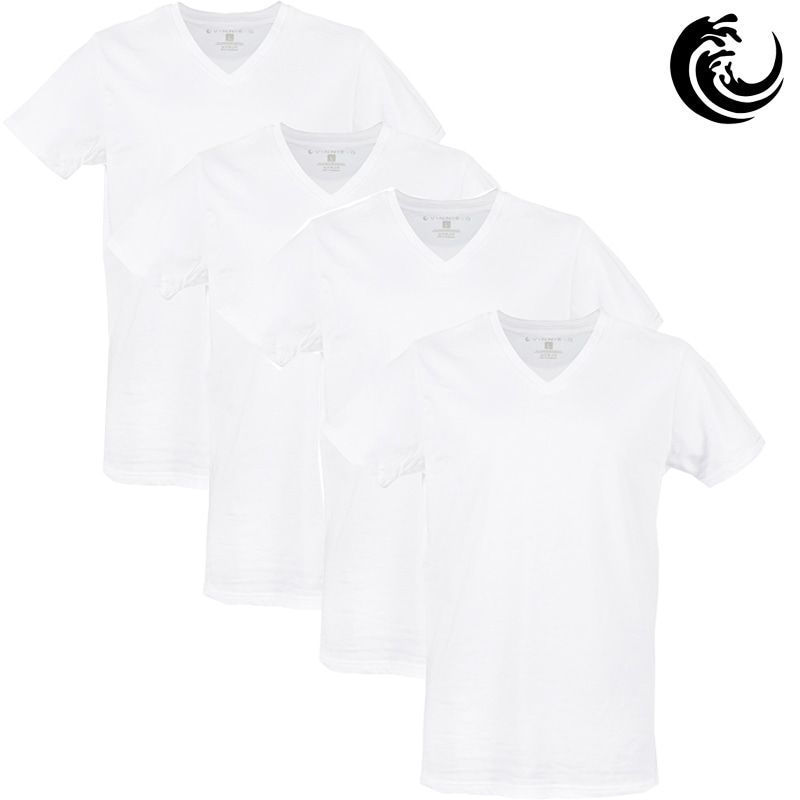 Vinnie-G Heren T-shirt V-hals Wit 4-pack-L