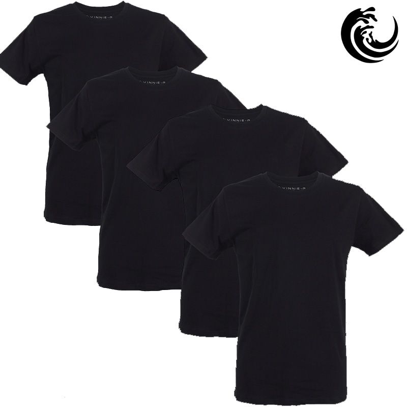 Vinnie-G Heren T-shirt Ronde hals Zwart 4-pack-M