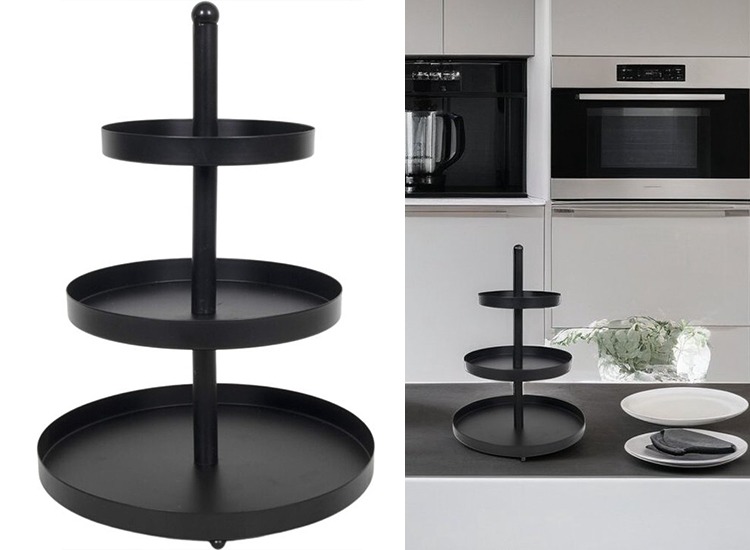 HIT Metalen Etagere - Serveertoren - 3 laags - 25 x 35 cm - Zwart