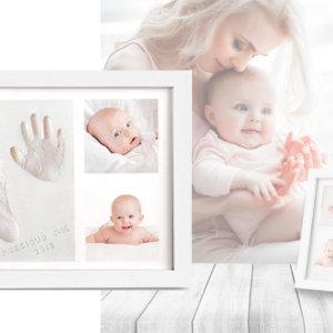 Baby Fotolijst - Klei Afdruk Hand/Voet - Kraamcadeau - 3D Collage - 54 extra letters