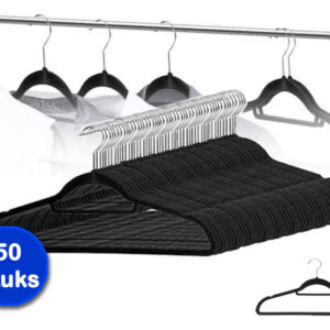 50 Stevige suede kledinghangers - Zwarte kleerhangers