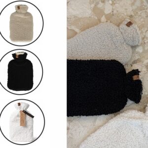 JENS Living Kruik - Teddy - Polyester - 34 x 23 x 8 cm - Zwart, Wit, Taupe