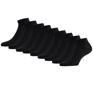 Apollo Sneakersokken Basic Bamboo Zwart 9-pack-35/38