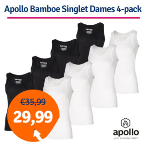 Apollo Singlet Dames Bamboo Wit 4-pack-XL